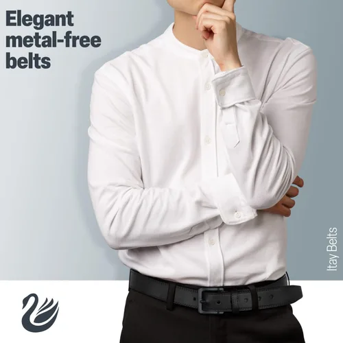 Miniatura 7 de ITAY - Cinturón sin metal, correa de piel hipoalergénica TSA, cinturón ajustable resistente, cinturón ajustable para hombre, cinturón sin níquel