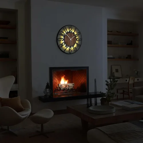 Miniatura 7 de Reloj de pared silencioso de 20 pulgadas con luz nocturna, reloj de pared decorativo que brilla en la oscuridad, funciona con pilas, relojes