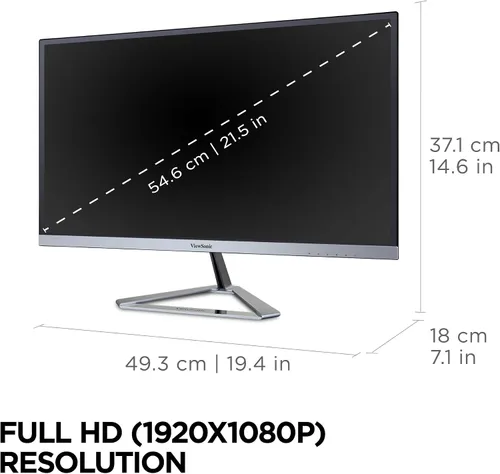 Miniatura 3 de ViewSonic monitor LED VX2276-SMHD, 22 pulgadas, diseño sin marco, ultra delgado, SuperClear IPS, Full HD 1080 píxeles, HDMI/DP/VGA 22 - pulgadas