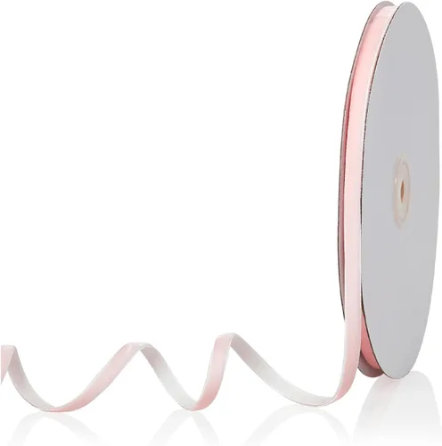 Cinta de terciopelo rosa bebé de 1/4 pulgadas x 20 yardas para corona de árbol de Navidad, decoración vintage, manualidades, adornos para envolver