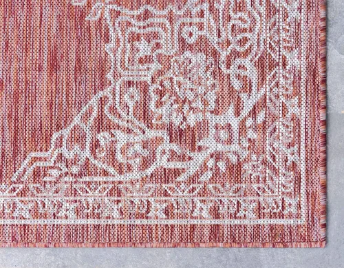 Miniatura 7 de Unique Loom Outdoor Traditional Collection - Alfombra de área, estilo antiguo (2' x 6' 1", color rojo óxido/gris)