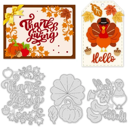 Miniatura 8 de ORIGACH 6 piezas de árbol de pino de Navidad y palabras de Feliz Navidad, troqueladas de metal para hacer tarjetas, manualidades, álbumes