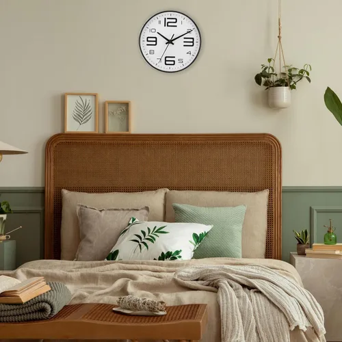 Miniatura 6 de PATIKIL Relojes de pared de cuarzo de 8 pulgadas, funciona con pilas, silenciosos, sin tictac, números 3D, relojes de pared redondos decorativos