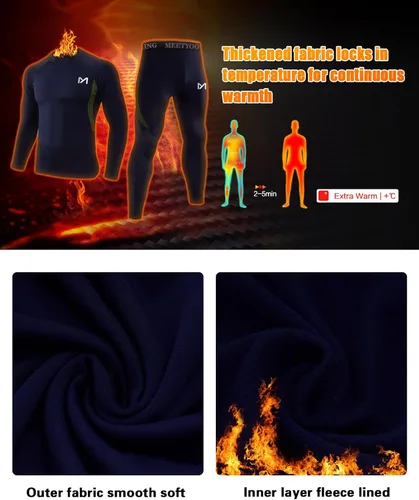 Miniatura 3 de MEETYOO mens Thermal Underwear for Men,men's Base Layer,2 Sets Long Johns Lined With Hunting GearBase Layer Set