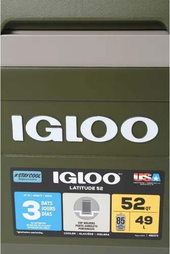 Miniatura 9 de Igloo 60367 Sportsman Latitude 52 - Nevera, aprox. 11,2 galones (49 L), deportista, latitud, al aire libre, camping, ocio, pesca, verde
