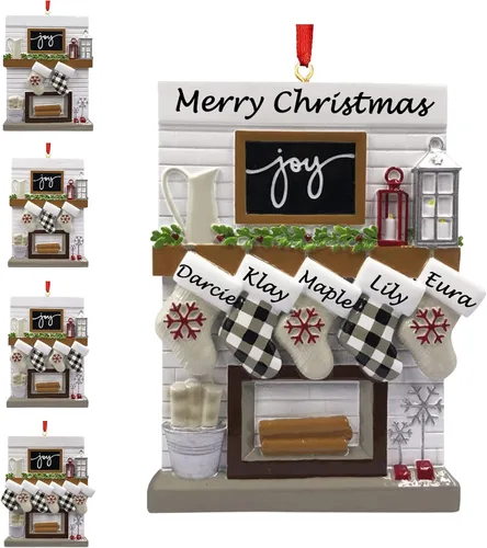 Miniatura 22 de Mantel de chimenea, adornos de Navidad personalizados para la familia, 2025, medias personalizadas, familia de 2, 3, 4, 5, 6 nombres, adorno