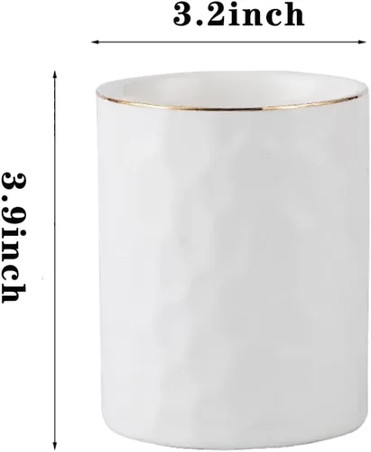 Miniatura 3 de Soporte de Bolígrafos de Cerámica Caddy, Taza, Organizador de Lápices, Soporte para Brochas de Maquillaje para Escritorio de Oficina en Casa (Blanco)