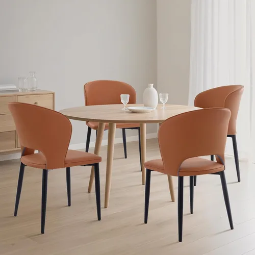 Miniatura 10 de Lamberia Juego de 2 sillas de comedor modernas para cocina y comedor con asiento acolchado de cuero sintético y patas de metal, color negro, juego