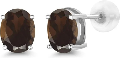 Miniatura 22 de Gem Stone King Aretes de oro de 14 quilates con piedra natal ovalada de 0.315 x 0.236 in Aretes de oro para mujer