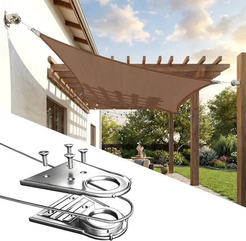 ColourTree Super Ring 8' x 12' Marrón Rectangular Vela Sombrilla, Toldo Comercial Grado UPF50, Esquinas y Bordes Reforzados, Tela 260 GSM Resistente