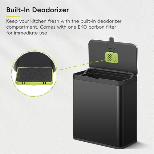 Miniatura 3 de EKO Contenedor de Compost de Cocina, 7L / 1.85 Gal de Acero Inoxidable con Cubo Interior Extraíble y Compartimento Desodorizante, Contenedor