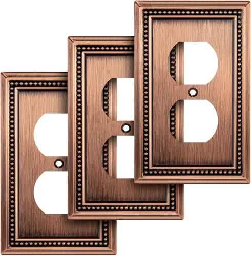 Miniatura 20 de Henne Bery Sunken Pearls - Placa de pared decorativa resistente para interruptor, cubierta para tomacorrientes (doble dúplex, níquel satinado)