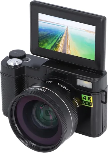 Miniatura 7 de Cámara digital 4K Auto Focus Anti Shake 48MP Vlogging Cámara 32G Tarjeta 180 grados Flip Screen 0.45X Lente macro gran angular (negro)