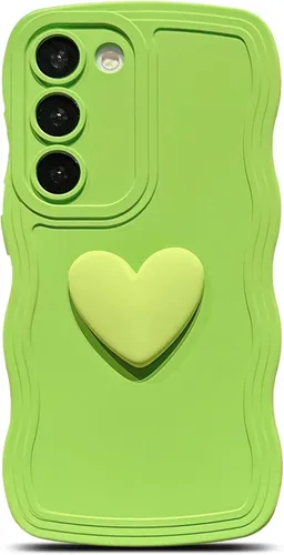 Miniatura 39 de Funda para Samsung Galaxy S22 para mujer, linda funda Kawaii 3D Love Heart color sólido rizado ondulado lente de cámara cubierta a prueba de golpes
