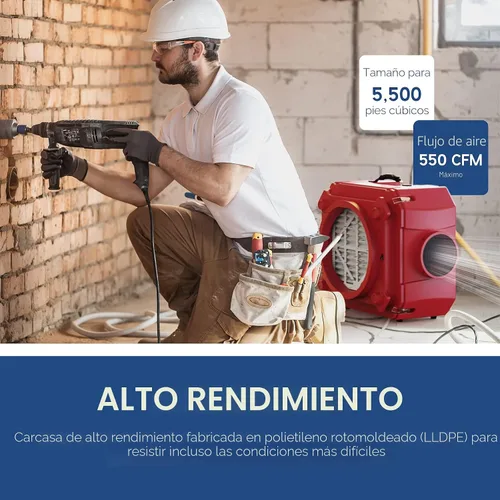 Miniatura 5 de ALORAIR Limpiador de aire con filtración de 3 etapas, máquina de aire negativo apilable para uso industrial y comercial, limpiador de aire