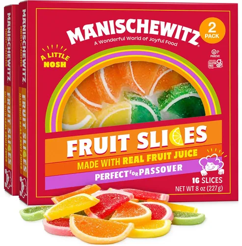 Miniatura 7 de Manischewitz Rebanadas de frutas confitadas navideña en una caja de regalo, 8 onzas, hechas con jugo de fruta real, sin gluten, sin jarabe de maíz