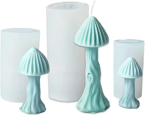 Cestony 3 moldes de silicona para velas de hongos 3D para hacer velas de resina para aromaterapia, velas de cera y arcilla artesanal