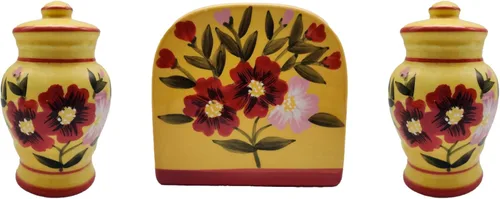 Miniatura 22 de ACK Viva Collection - Juego de sal y pimienta de cerámica pintada a mano con lunares rojos, recargable, 3-1/2 pulgadas de alto, decoración de cocina
