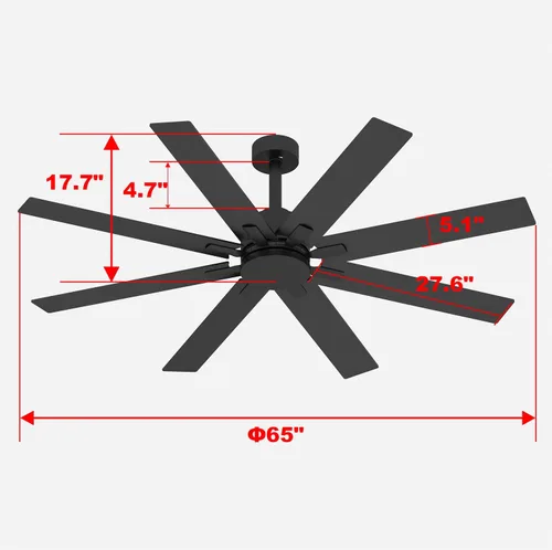Miniatura 2 de Ventilador de techo grande de 65 pulgadas con aspas de ventilador de doble cara y control remoto, ventiladores de techo de madera, motor reversible