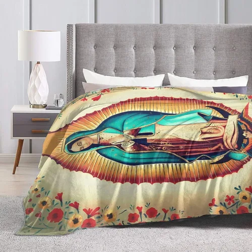 Miniatura 4 de Manta de Nuestra Señora de Guadalupe de franela ultra suave y ligera para sofá, cama, uso en todas las estaciones, 80 x 60 pulgadas