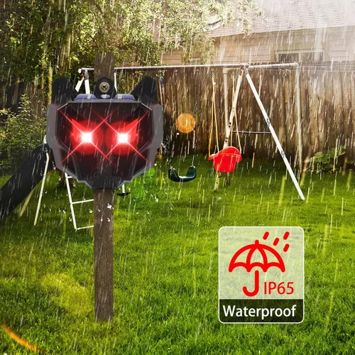 Miniatura 6 de Repelente solar nocturno de animales (paquete de 4) – Disuasorio de animales de ojo depredador mejorado 2026 con luces intermitentes rojas duales