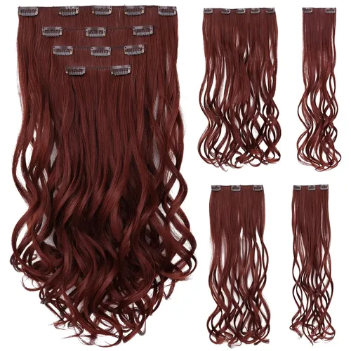 Miniatura 20 de Extensión de cabello negro oscuro, extensiones de cabello con clip, de 18 pulgadas, ondulado, sintético, 5.5 onzas, HSPCYGG de 22 pulgadas, cabello