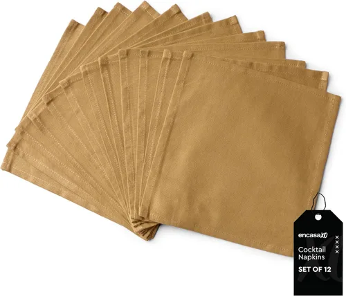 Miniatura 61 de Encasa XO Cocktail Cloth Napkins Set of 12 Pure Cotton Table Napkin Size (9"x9") B Grey Solid Machine Washable