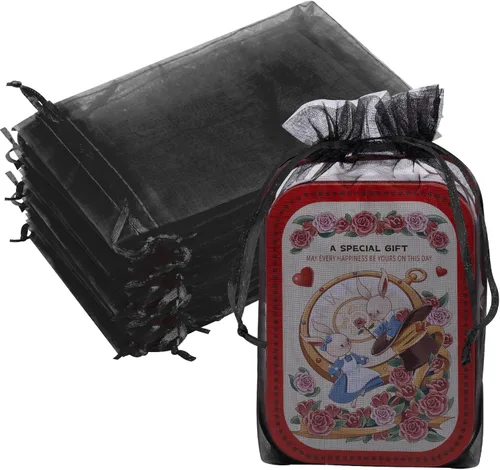Miniatura 45 de Bolsas de organza de 3x4 pulgadas, 50 paquetes de pequeñas bolsas de regalo de malla con cordón, bolsas de muestra para fiesta, boda, baby shower