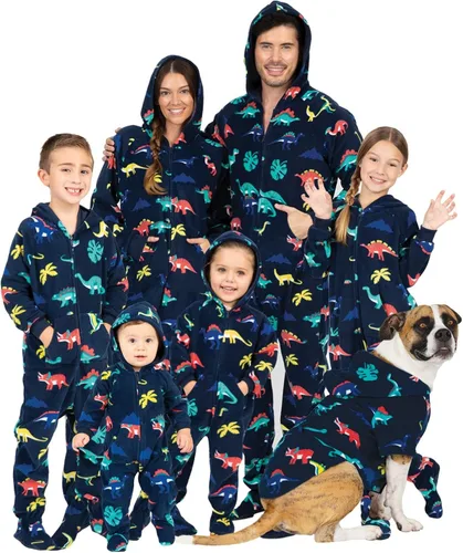 Footed Pajamas - Enterizo con capucha a juego para la familia Suéteres de una pieza para niños, niñas, hombres, mujeres y mascotas, unisex, Naranja