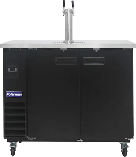 Miniatura 12 de Polarman Dispensador de cerveza Kegerator de 16.6 pies cúbicos con doble grifo para bares y restaurantes con 2 acopladores, bandeja de goteo de 33