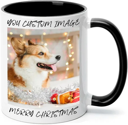 Taza de café personalizada con texto y foto, taza personalizada, ideas únicas, regalos para hombres, mujeres, mamá, papá, novia, novio, amigo, Negro