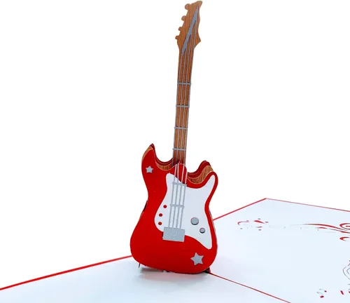 iGifts And Cards Tarjeta de felicitación 3D Fancy Bass Guitar Pop Up – Aniversario, cumpleaños, día de San Valentín, agradecimiento – músicos,