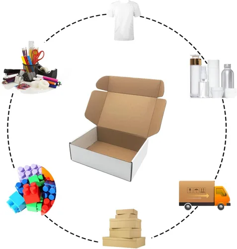 Miniatura 3 de Juego de 25 cajas de envío de 8 x 6 x 3 pulgadas, cajas de cartón corrugado blanco para enviar literatura, sobres para pequeñas empresas, regalos
