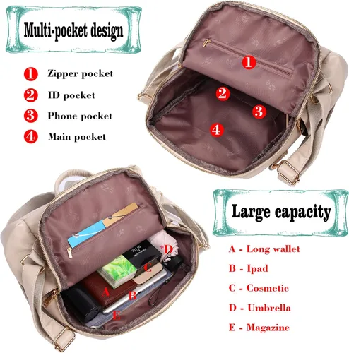 Miniatura 5 de ASDSSRY Mochila de Moda para Mujer Bolso Impermeable Mochilas Escolares Viajes Compras Mochila Convertible Bolsa de Hombro para Damas