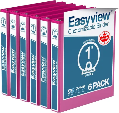 Miniatura 19 de Easyview - Carpetas prémium de 3 anillas con cubiertas transparentes y anillos redondos, carpetas para la escuela u oficina, 1 pulgada, paquete
