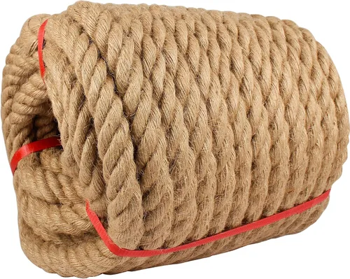 Cuerda de Manila de 1 pulgada x 50 pies, cuerda de cáñamo natural gruesa grande decorativa cuerda náutica de cáñamo, cuerdas de manila trenzadas,