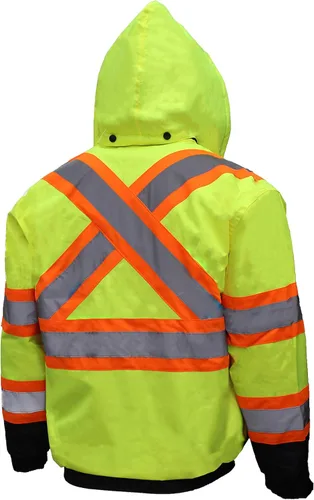 Miniatura 2 de New York Hi-Viz Workwear WJX70 - Chaqueta de seguridad para hombre, ANSI Clase 3, alta visibilidad, patrón en X, impermeable