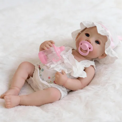 Miniatura 2 de iCradle Preciosa muñeca realista de 19 pulgadas, muñeca de bebé recién nacida de cuerpo completo de vinilo de silicona de aspecto real, muñeca