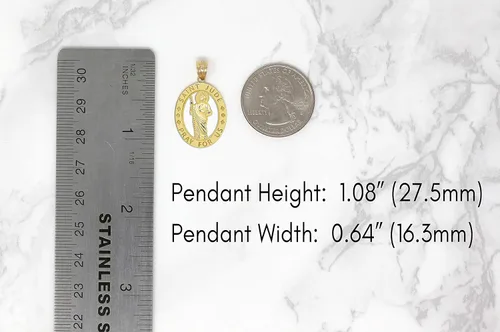 Miniatura 2 de CaliRoseJewelry Colgante de oro de 14 quilates con dije de San Jude Pray for Us