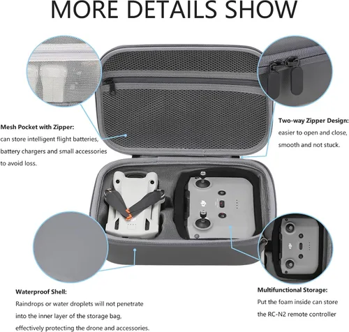 Miniatura 3 de Bolsa de Almacenamiento para Mini 4 - Estuche para Drone Mini 4 Pro Carcasa Rígida Estuche de Viaje Compatible con Mini 4 Pro, DJI RC 2/DJI RC-N2