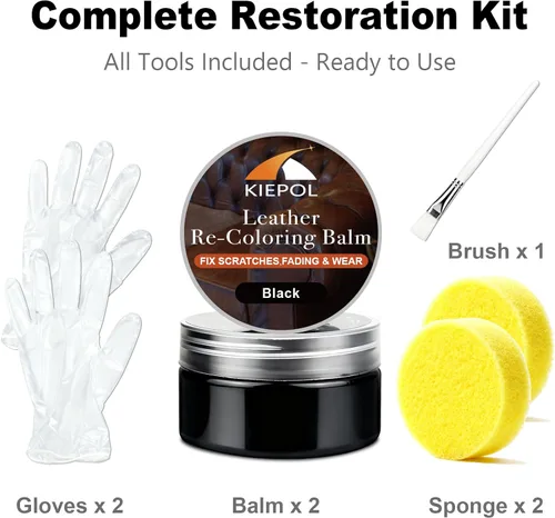 Miniatura 6 de Kit de reparación de cuero negro, bálsamo recolorante de cuero negro, tinte de cuero, restaura y renueva arañazos, sofás de cuero y vinilo
