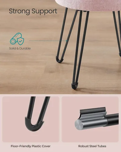 Miniatura 5 de SONGMICS Taburete de tocador, taburete otomano pequeño con almacenamiento, silla de tocador, 15.4 de diámetro x 17.4 pulgadas, 4 patas de metal