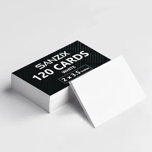 SANZIX Paquete de 120 tarjetas de visita imprimibles en blanco de 2 x 3.5 pulgadas (blanco), cartulina pesada de 80 libras, 220 GSM, papel de