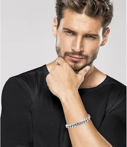 Miniatura 2 de JoycuFF Pulsera de cadena cubana de acero inoxidable para hombres, regalos para los amantes del hip hop, pulsera de eslabones para papá, marido