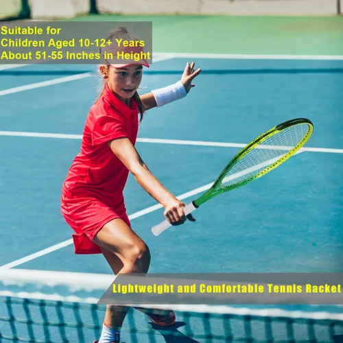 Miniatura 6 de bo'weiqi Raqueta de tenis para niños de 17"-25" para edades de 2-12 años, raqueta de tenis juvenil ligera para niñas y niños, deportes al aire Verde