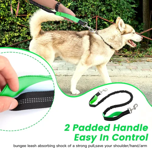 Miniatura 3 de Caudblor Correa de cintura para pasear perros medianos y grandes, correa elástica manos libres con bolsa de cremallera, alrededor de la cintura sin