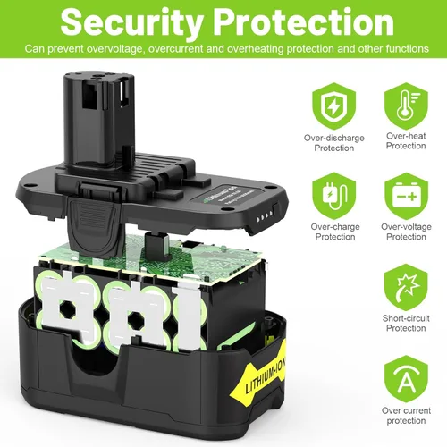 Miniatura 2 de Fancy Buying Batería de repuesto para Ryobi de 18 V, 6.0 Ah P108, batería de litio P102 P103 P104 P105 P107 P109 P122, batería para herramienta