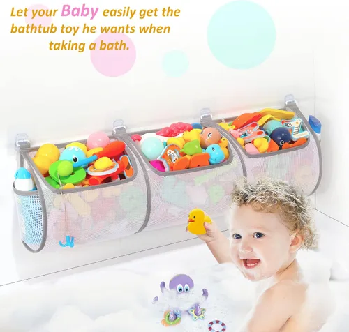 Miniatura 2 de Ligereza Soporte para juguetes de bañera, evita manchas, juguetes de baño para niños de 4 a 8 años, 30 x 8.7 pulgadas, soporte de malla