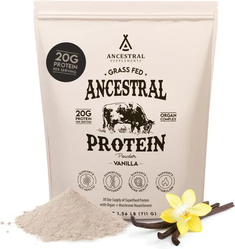 Miniatura 7 de Ancestral Supplements Polvo de Proteína Alimentado con Pasto, Chocolate, Basado en Caldo de Hueso de Vaca con Órganos de Vaca y Hongos Orgánicos