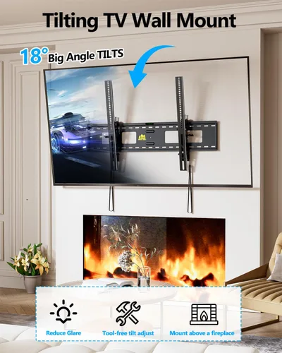 Miniatura 4 de FORGING MOUNT Soporte de pared de TV inclinable resistente para televisores grandes de 47 a 120 pulgadas, soporte de TV de perfil bajo